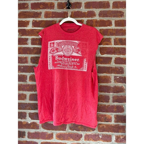 Budweiser red sleeveless Tshirt large - Picture 1 of 5